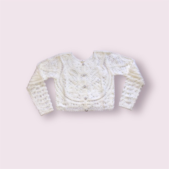 NWT crocheted hollow beaded button cardigan by Commense in size Medium - Picture 4 of 11